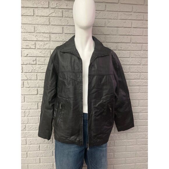 Bosi Men’s Black Leather Jacket Size L - Picture 1 of 13
